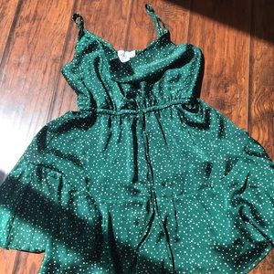 Princess Polly Green Polka Dot Silk Dress